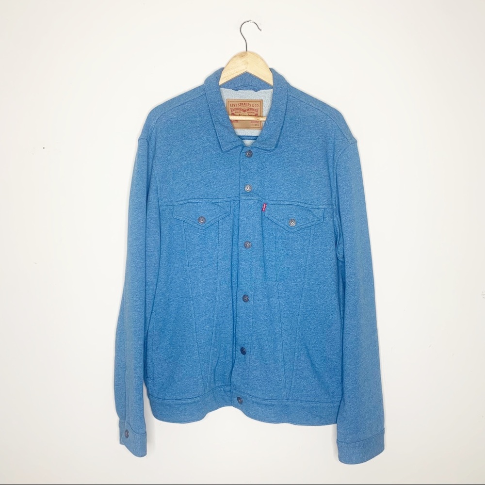 Levi's French Terry Blue Trucker Jacket Size XXL